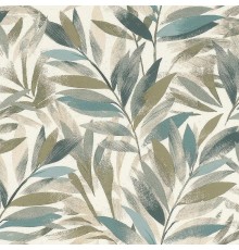 Обои RASCH Garden 867640 Винил на флизелине (0,53x10,05) Бежевый/Зеленый, Листья