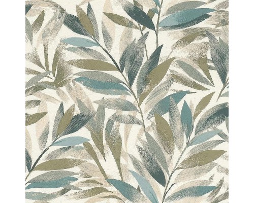 Обои RASCH Garden 867640 Винил на флизелине (0,53x10,05) Бежевый/Зеленый, Листья