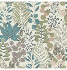 Обои RASCH Garden 465310 Винил на флизелине (0,53x10,05) Бежевый/Зеленый/Розовый, Листья/Цветы
