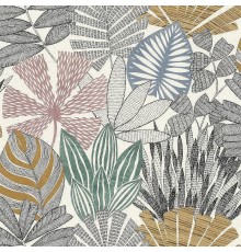 Обои RASCH Garden 868258 Винил на флизелине (0,53x10,05) Разноцветный, Листья/Цветы