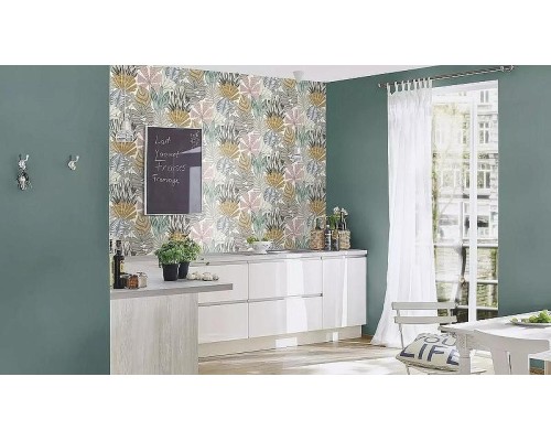 Обои RASCH Garden 868258 Винил на флизелине (0,53x10,05) Разноцветный, Листья/Цветы