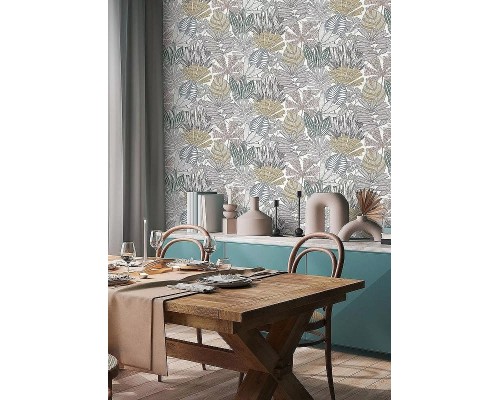 Обои RASCH Garden 868258 Винил на флизелине (0,53x10,05) Разноцветный, Листья/Цветы