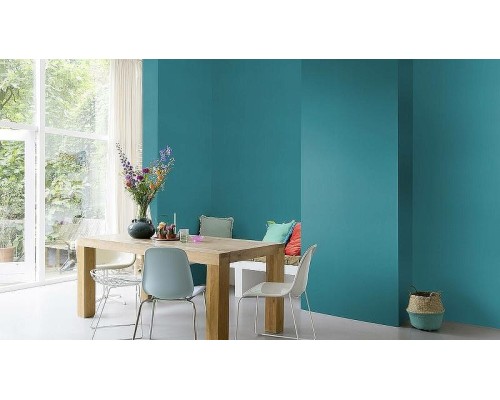 Обои RASCH Garden 690729 Винил на флизелине (0,53x10,05) Бирюзовый, Однотонные/Рогожка