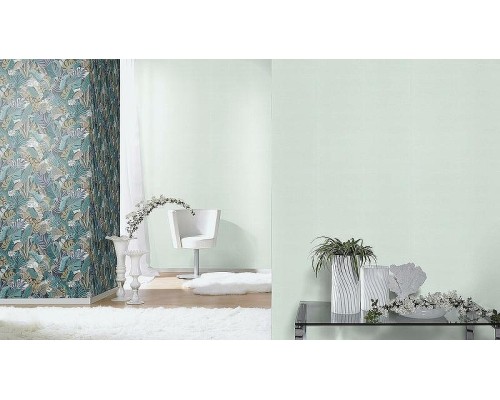 Обои RASCH Garden 688009 Винил на флизелине (0,53x10,05) Бирюзовый, Однотонные/Рогожка