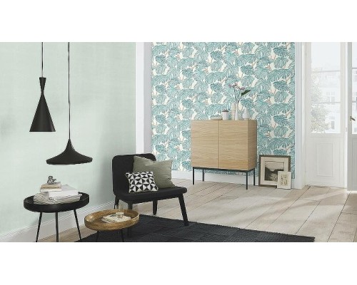 Обои RASCH Garden 688009 Винил на флизелине (0,53x10,05) Бирюзовый, Однотонные/Рогожка
