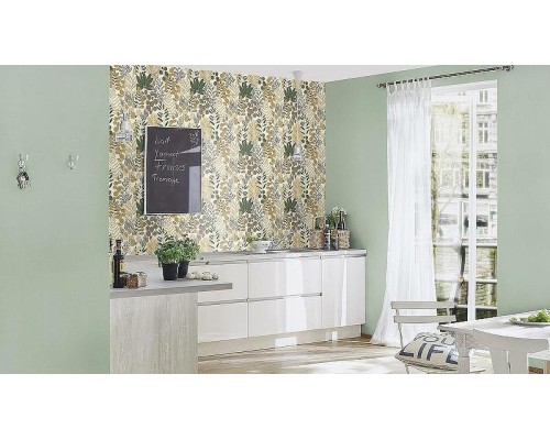 Обои RASCH Garden 690743 Винил на флизелине (0,53x10,05) Зеленый, Однотонные/Рогожка