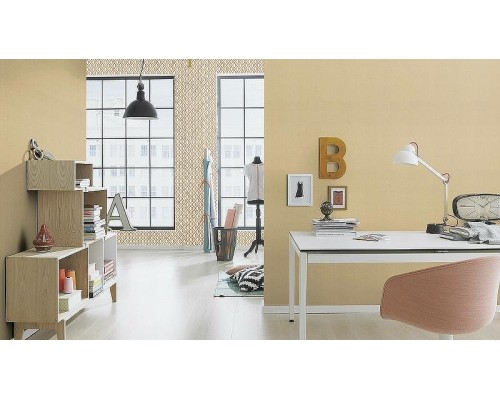 Обои RASCH Garden 531367 Винил на флизелине (0,53x10,05) Бежевый/Оранжевый, Однотонные/Рогожка