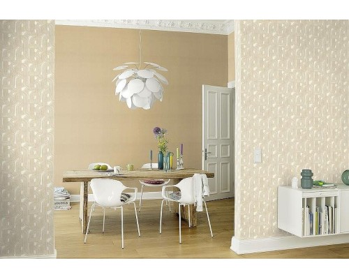 Обои RASCH Garden 531367 Винил на флизелине (0,53x10,05) Бежевый/Оранжевый, Однотонные/Рогожка