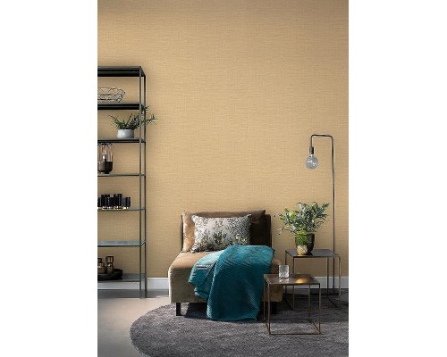 Обои RASCH Garden 531367 Винил на флизелине (0,53x10,05) Бежевый/Оранжевый, Однотонные/Рогожка