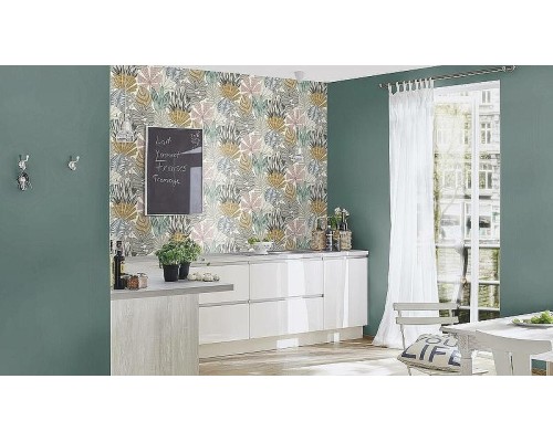 Обои RASCH Garden 690750 Винил на флизелине (0,53x10,05) Зеленый, Однотонные/Рогожка