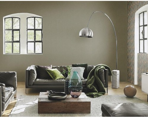 Обои RASCH Garden 330120 Винил на флизелине (0,53x10,05) Зеленый/Коричневый, Однотонные/Рогожка