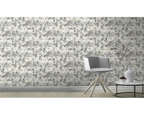 Обои RASCH Garden 868920 Винил на флизелине (0,53x10,05) Бежевый/Коричневый/Серый, Цветы