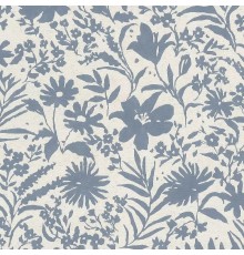 Обои RASCH Garden 330410 Винил на флизелине (0,53x10,05) Белый/Синий, Цветы