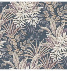 Обои Grandeco Time 3 TJ 3212 Винил на флизелине (1,06x10,05) Синий/Розовый/Коричневый, Листья/Рогожка