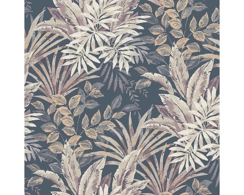 Обои Grandeco Time 3 TJ 3212 Винил на флизелине (1,06x10,05) Синий/Розовый/Коричневый, Листья/Рогожка