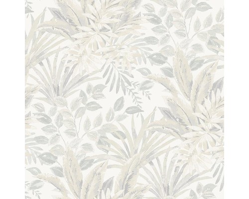 Обои Grandeco Time 3 TJ 3201 Винил на флизелине (1,06x10,05) Бежевый/Серый, Листья/Рогожка