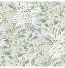 Обои Grandeco Time 3 TJ 3206 Винил на флизелине (1,06x10,05) Зеленый/Сиреневый, Листья/Рогожка