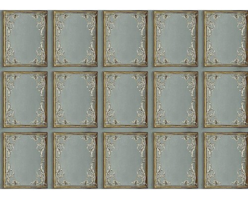 Обои Grandeco Icon 191501 Винил на флизелине (0,53x10,05) Серый/Бежевый, Вензель/Клетка