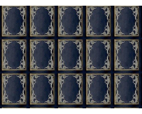 Обои Grandeco Icon 191502 Винил на флизелине (0,53x10,05) Синий, Вензель/Клетка