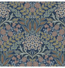 Обои Grandeco Icon IC 2105 Винил на флизелине (0,53x10,05) Синий/Разноцветный, Цветы/Листья