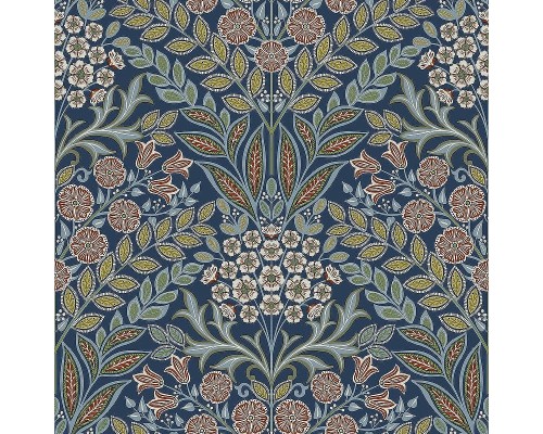 Обои Grandeco Icon IC 2105 Винил на флизелине (0,53x10,05) Синий/Разноцветный, Цветы/Листья