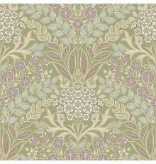 Обои Grandeco Icon IC 2114 Винил на флизелине (0,53x10,05) Зеленый/Розовый, Цветы/Листья