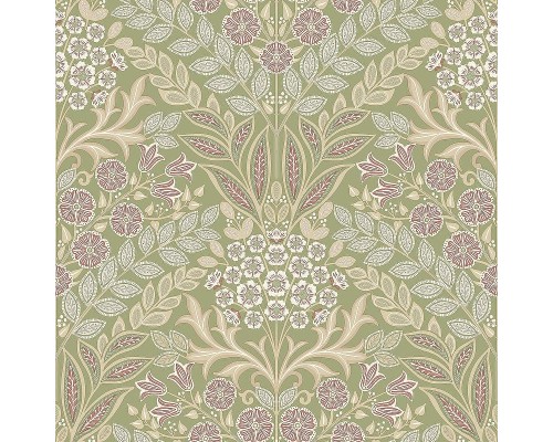 Обои Grandeco Icon IC 2114 Винил на флизелине (0,53x10,05) Зеленый/Розовый, Цветы/Листья