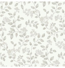 Обои Grandeco Icon IC 3006 Винил на флизелине (0,53x10,05) Белый/Серый, Листья/Цветы