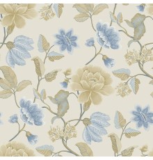 Обои Grandeco Icon IC 3102 Винил на флизелине (0,53x10,05) Бежевый/Голубой, Цветы