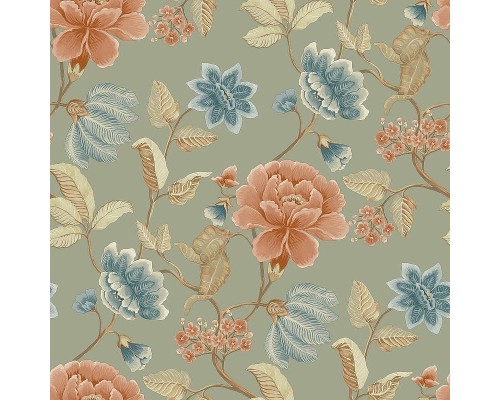 Обои Grandeco Icon IC 3103 Винил на флизелине (0,53x10,05) Серый/Зеленый/Разноцветный, Цветы