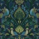 Обои Grandeco Arcadia A 67802 Винил на флизелине (0,53x10,05) Зеленый/Синий, Дамаск/Птицы