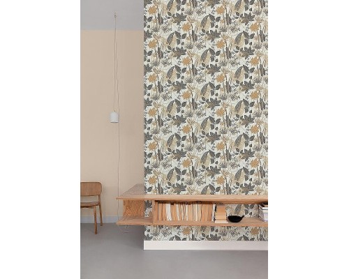 Обои Grandeco Arcadia A 70702 Винил на флизелине (0,53x10,05) Бежевый/Зеленый, Листья