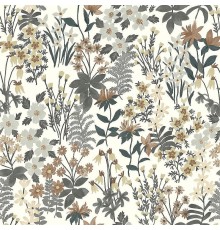 Обои Grandeco Arcadia A 70901 Винил на флизелине (0,53x10,05) Белый/Серый, Листья/Цветы