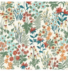 Обои Grandeco Arcadia A 70902 Винил на флизелине (0,53x10,05) Белый/Разноцветный, Листья/Цветы