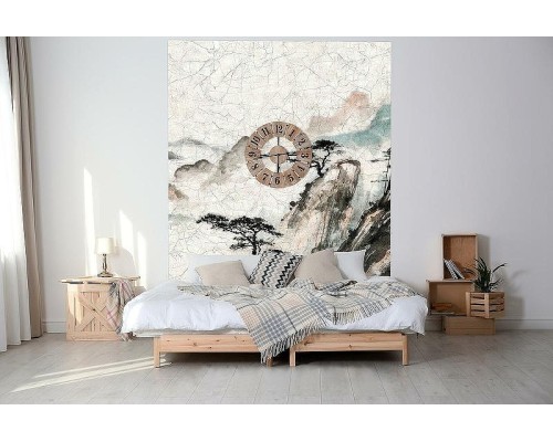 Панно Marburg Lava 46917 Винил на флизелине (2,12x2,7) Бежевый/Черный/Зеленый, Облака/Деревья