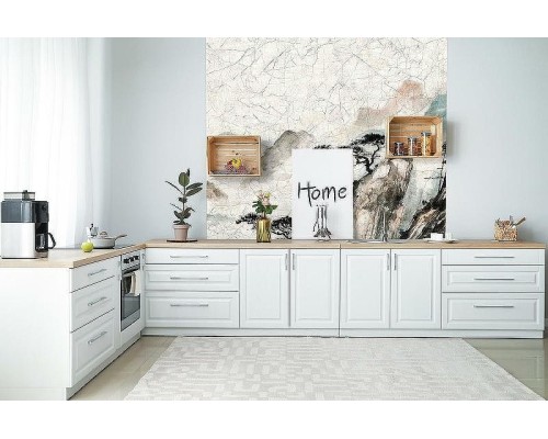 Панно Marburg Lava 46917 Винил на флизелине (2,12x2,7) Бежевый/Черный/Зеленый, Облака/Деревья