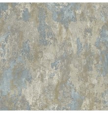 Обои Grandeco Level Two LV 1403 Винил на флизелине (0,53x10,05) Серый/Голубой/Золото, Штукатурка