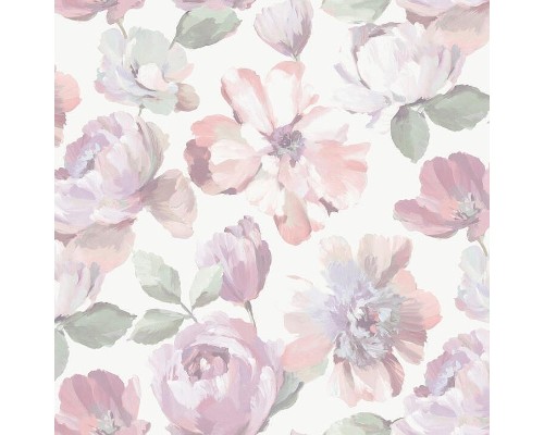 Обои Grandeco Universe 5 UI 3101 Винил на флизелине (1,06x10,05) Серый/Розовый/Голубой, Цветы/Штукатурка