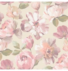 Обои Grandeco Universe 5 UI 3104 Винил на флизелине (1,06x10,05) Коричневый/Розовый/Зеленый, Цветы/Штукатурка
