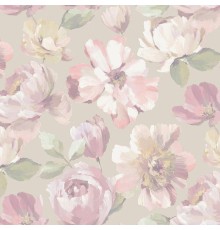 Обои Grandeco Universe 5 UI 3105 Винил на флизелине (1,06x10,05) Бежевый/Зеленый/Розовый, Цветы/Штукатурка