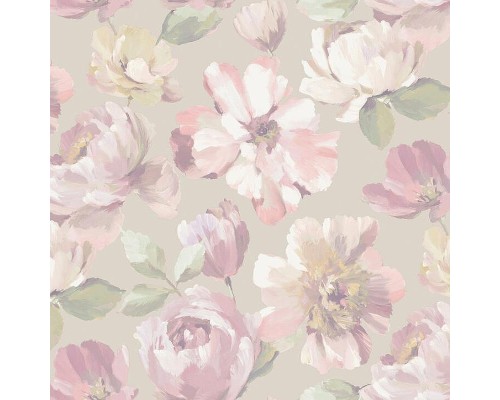 Обои Grandeco Universe 5 UI 3105 Винил на флизелине (1,06x10,05) Бежевый/Зеленый/Розовый, Цветы/Штукатурка
