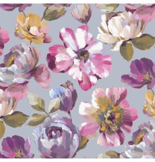 Обои Grandeco Universe 5 UI 3107 Винил на флизелине (1,06x10,05) Розовый/Зеленый/Сиреневый, Цветы/Штукатурка