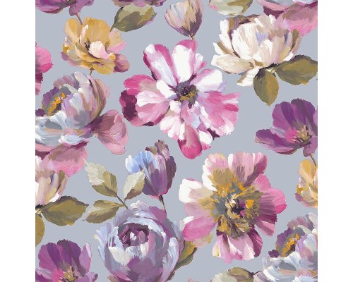Обои Grandeco Universe 5 UI 3107 Винил на флизелине (1,06x10,05) Розовый/Зеленый/Сиреневый, Цветы/Штукатурка