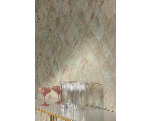 Обои Grandeco Universe 5 UI 3033 Винил на флизелине (1,06x10,05) Бирюзовый/Коричневый, Геометрия/Штукатурка/Ромб
