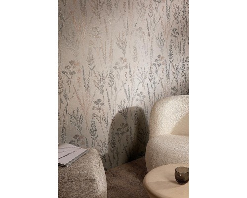 Обои Grandeco Universe 5 UI 3202 Винил на флизелине (1,06x10,05) Коричневый/Зеленый/Сиреневый, Листья/Цветы/Штукатурка