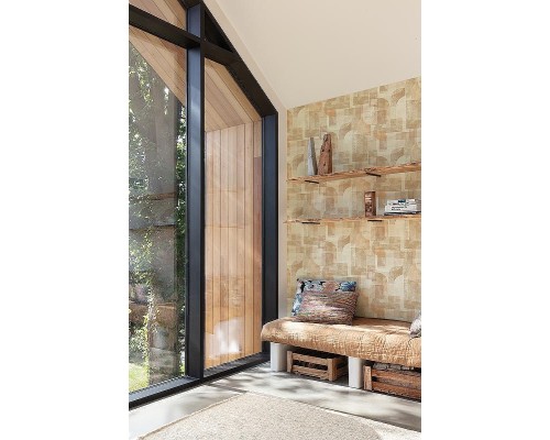 Обои Grandeco Perfect Harmony PH 3506 Винил на флизелине (0,53x10,05) Бежевый/Коричневый/Голубой, Геометрия/Штукатурка