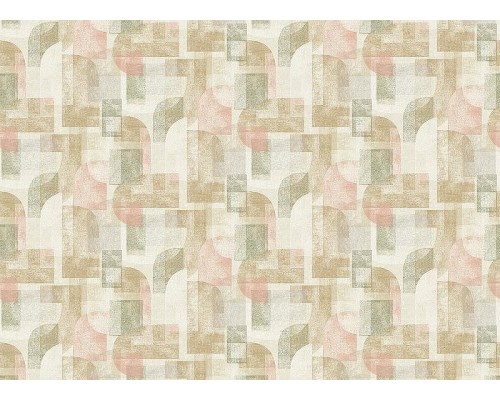 Обои Grandeco Perfect Harmony PH 3507 Винил на флизелине (0,53x10,05) Бежевый/Розовый/Зеленый, Геометрия/Штукатурка