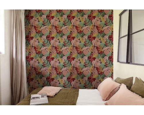 Обои Grandeco Perfect Harmony PH 3007 Винил на флизелине (0,53x10,05) Бежевый/Розовый/Серый, Листья