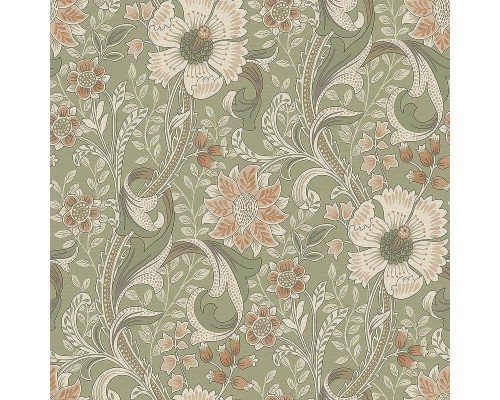 Обои Grandeco Perfect Harmony PH 3107 Винил на флизелине (0,53x10,05) Бежевый/Зеленый, Цветы/Листья