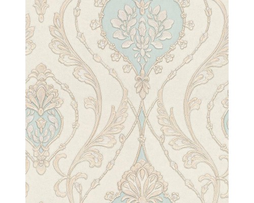 Обои Fipar Grand Classic R 28013 Винил на флизелине (1,06x10,05) Бежевый/Бирюзовый, Орнамент
